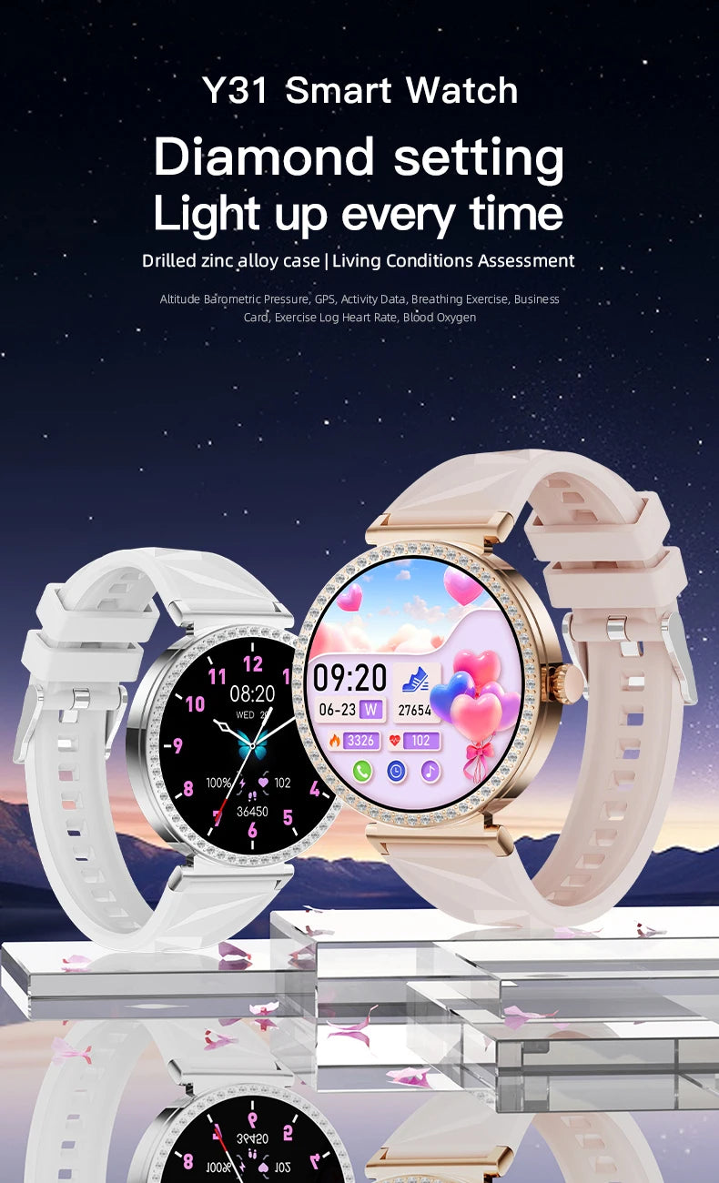 LIGE New 1.27" HD Screen Smart Watch For Women Health Band Waterproof Fitness Tracker Bluetooth Call Bracelet Ladies Smartwatch