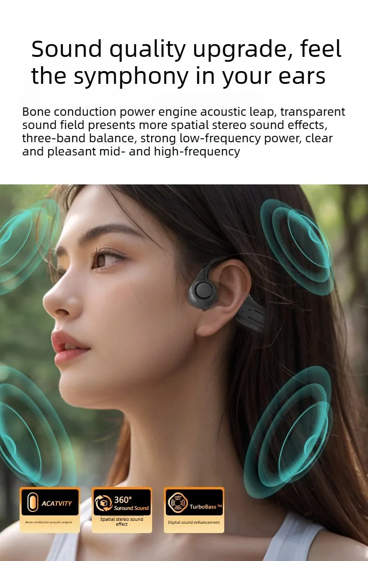 Bone Conduction Headphones Bluetooth 5.3 Wireless, 32Hrs Playtime IPX8 Waterproof, Sport Ear Hook Headset with Noise Cancelling