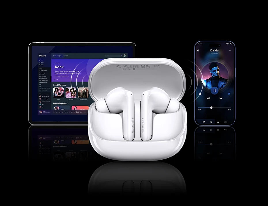 LCD Full Color Smart Screen Wireless TWS Bluetooth Earphones Earbuds 52dB Active Noise Cancelling ANC In Ear Headphones