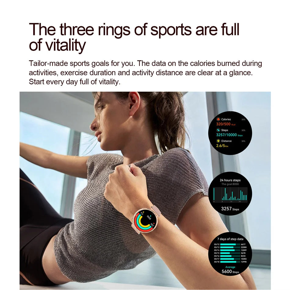 Bluetooth Call Smartwatches Ladies AMOLED HD Screen Heart Rate Monitor Bluetooth Call IP68 Waterproof Smart Watch 2025 New