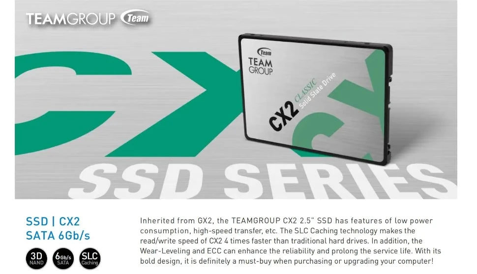 TEAMGROUP SSD Cx2 SATA 3.0 2.5 inch  256GB 512GB 1TB Solid State Drive for computer