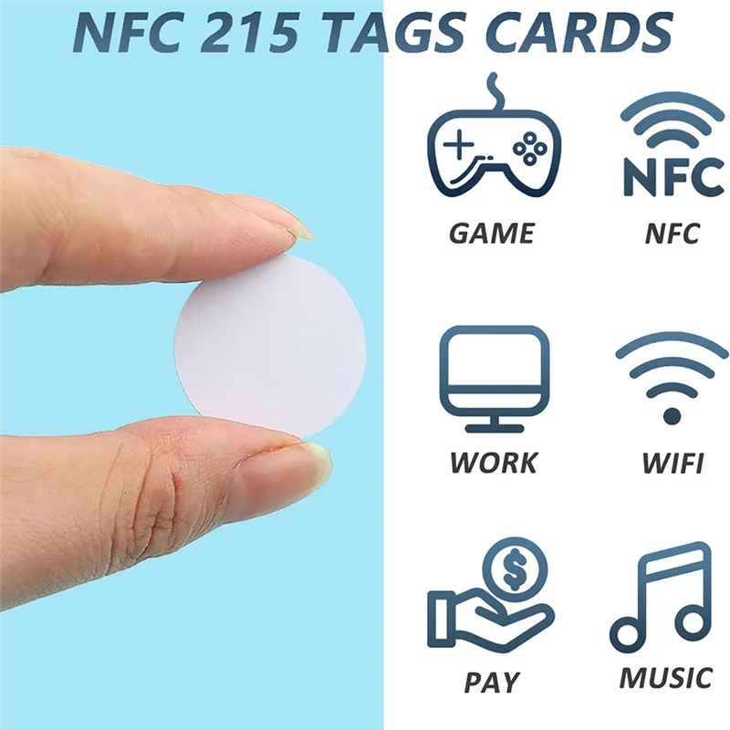 SUNRI-55Pcs Nfc Tag Round NFC 215 Tag Rewritable NFC Coin Cards Compatible NFC Enabled Mobile Devices
