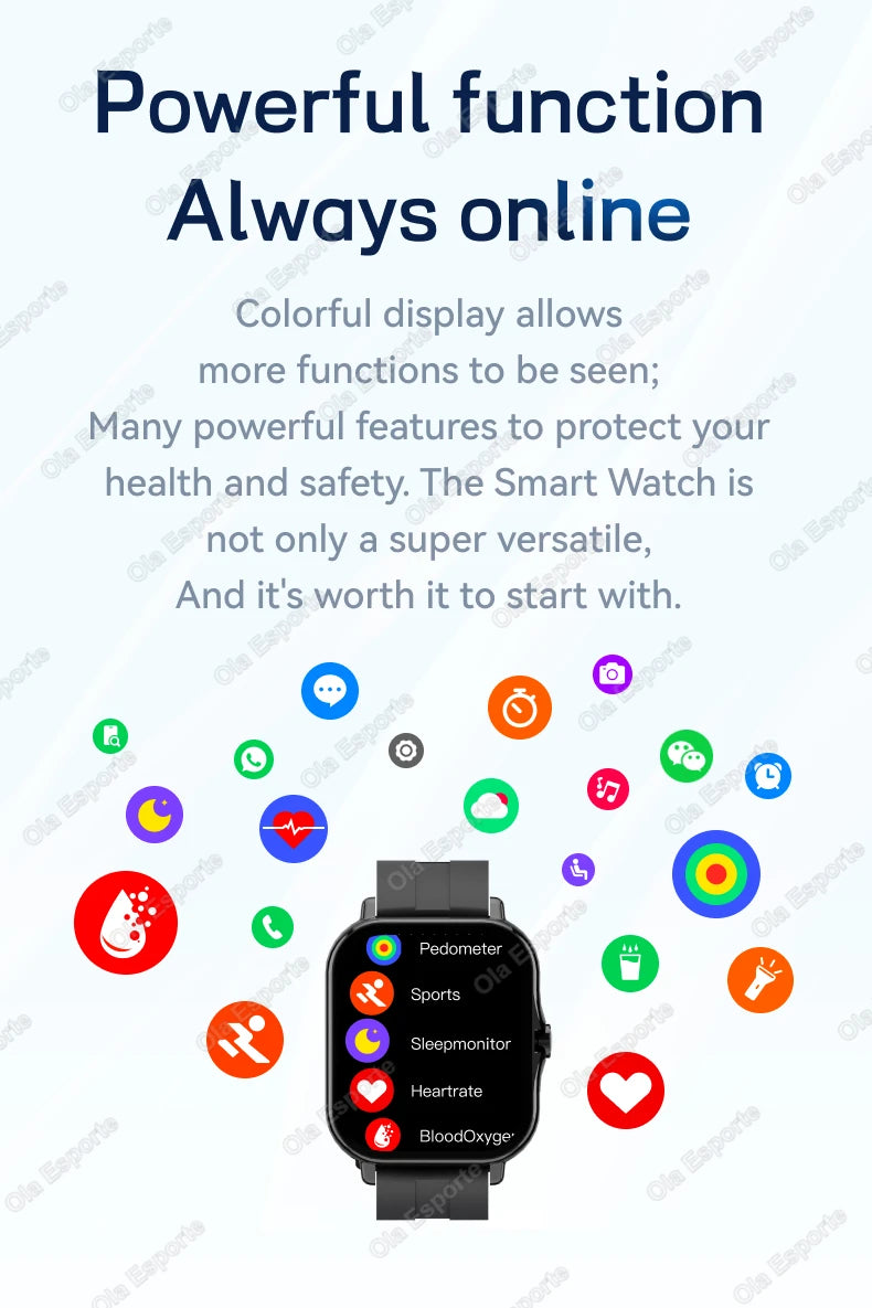 New Smart Watch Android IOS Phone 2.01'' Inch Color Screen Bluetooth Calls Blood Oxygen Monitor smartwatch For Women Men Gifts