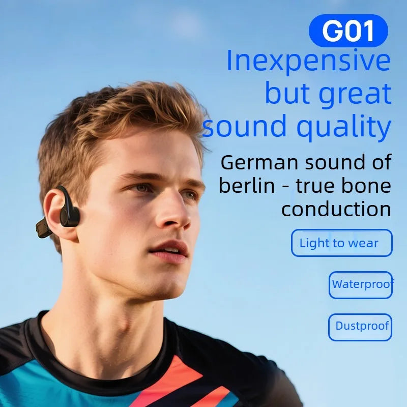 Bone Conduction Headphones Bluetooth 5.3 Wireless, 32Hrs Playtime IPX8 Waterproof, Sport Ear Hook Headset with Noise Cancelling