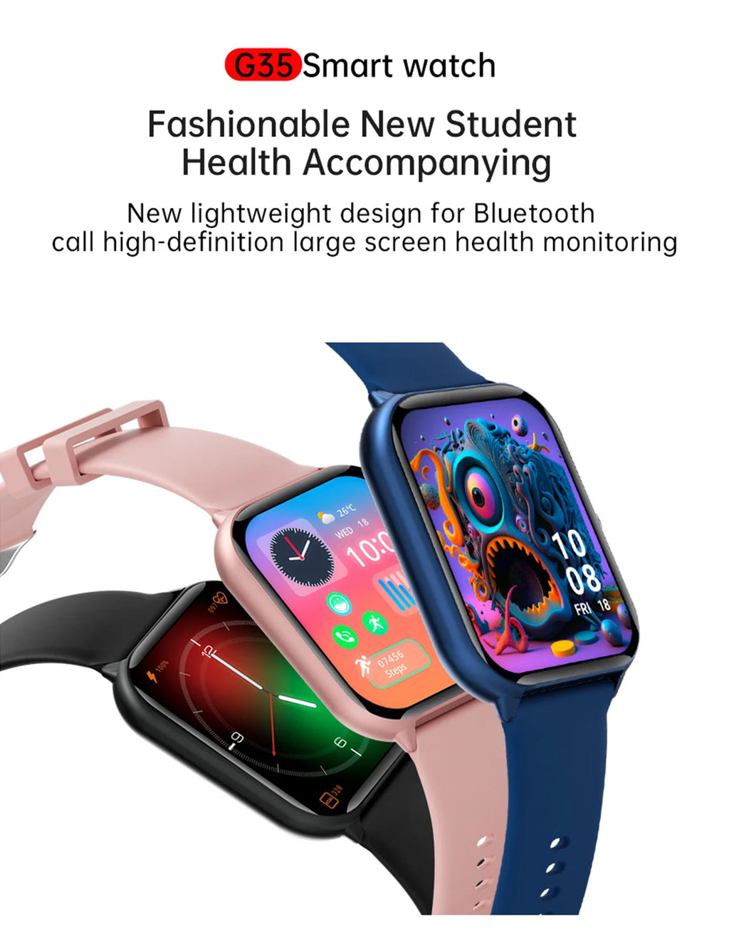 Smart Watch Men Women 1.95" HD ouch Screen Bluetooth Voice Call Heart Rate Monitoring Fitness Sports Tracker 100+ Sports Modes
