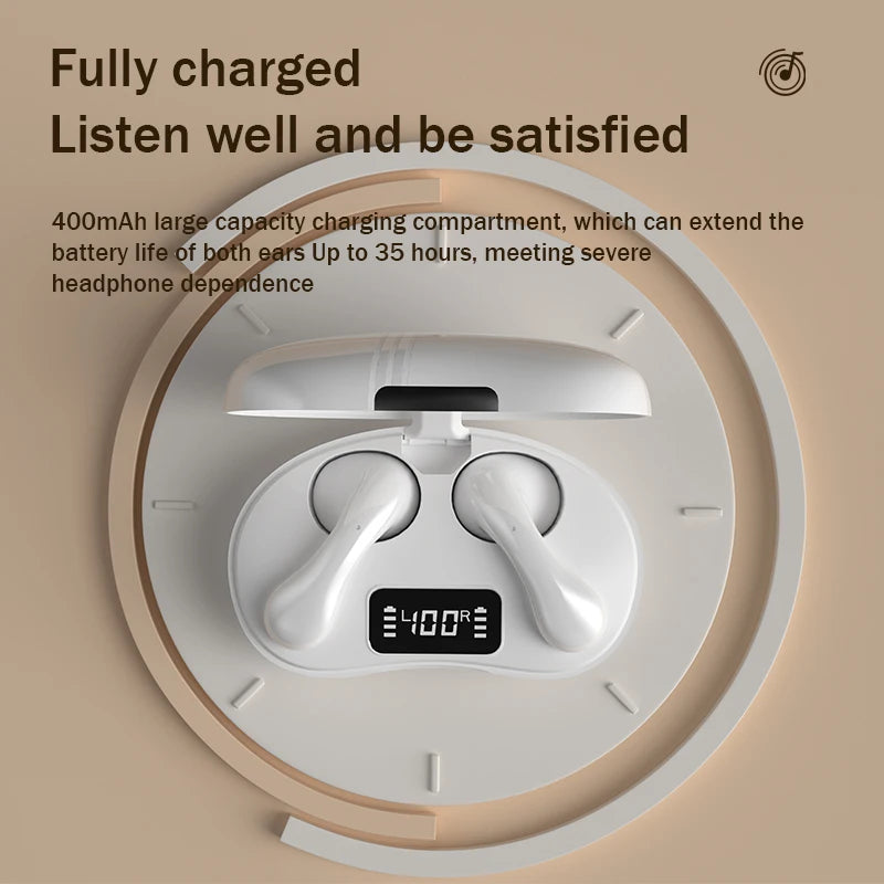 TWS Wireless Bluetooth 5.3 Earphone With Noise canceling LED Power Display Sport Earbuds Casein-Ear Music Clip on Earpods