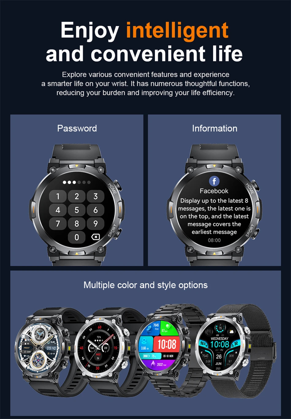 LIGE Smart Watches Men's Rugged Military Bluetooth Call IP68 Waterproof Sports Fitness Outdoor Health Smartwatch For Android IOS