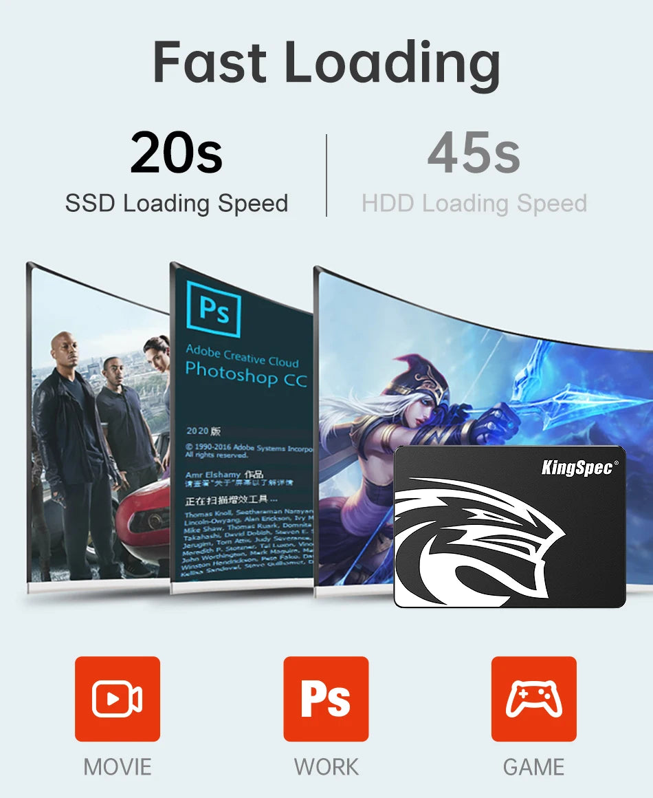KingSpec SSD 2.5'' SATA3 256GB 64GB 128GB Hdd 512GB 1TB 2TB SSD Internal Disk Solid State Drive Hd for Laptop Desktop PC