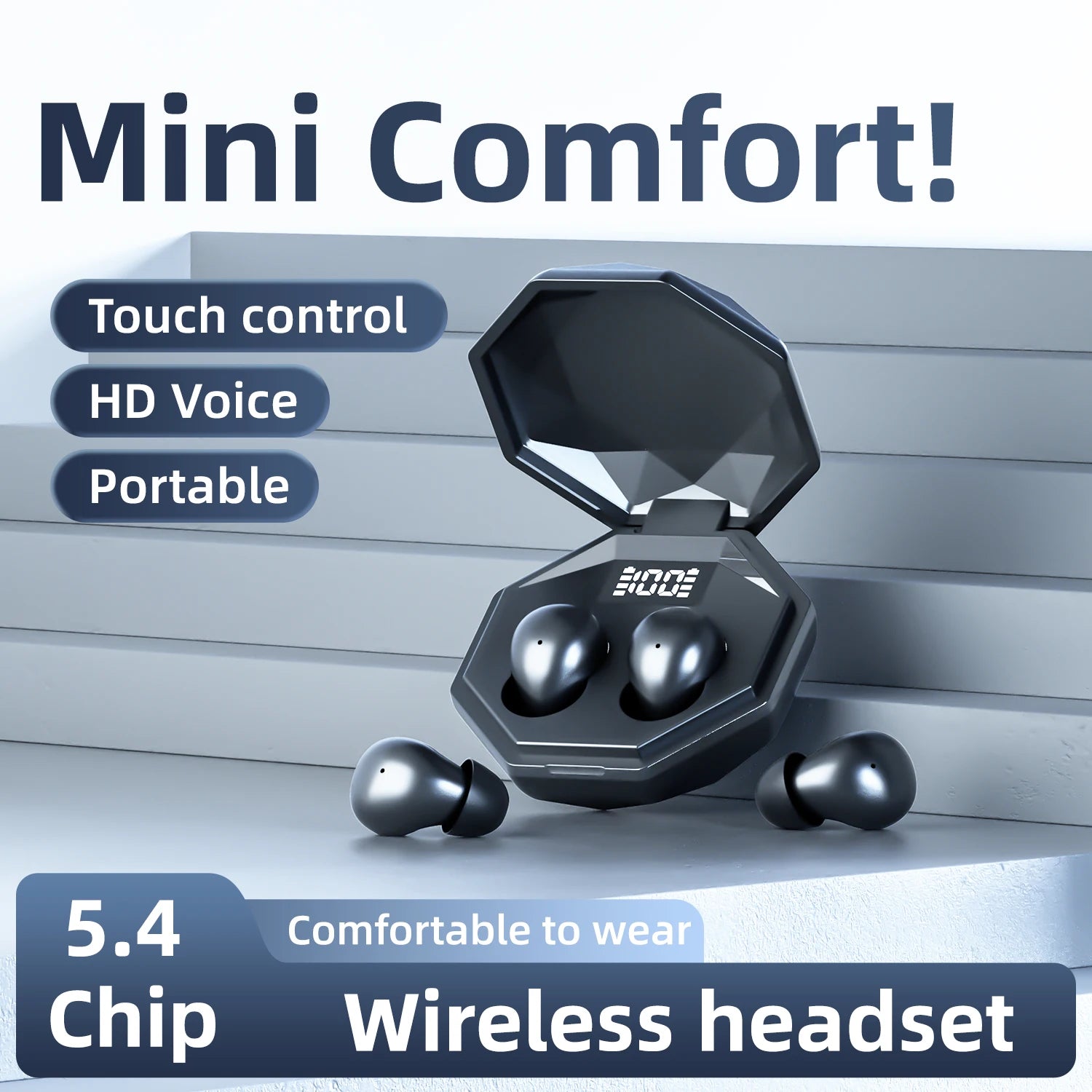 Mini Headphones Wireless Bluetooth Earphones 5.4 TWS In Ear Invisible Headsets HIFI Bass Sleep Earbuds Noise Reduction Earphone