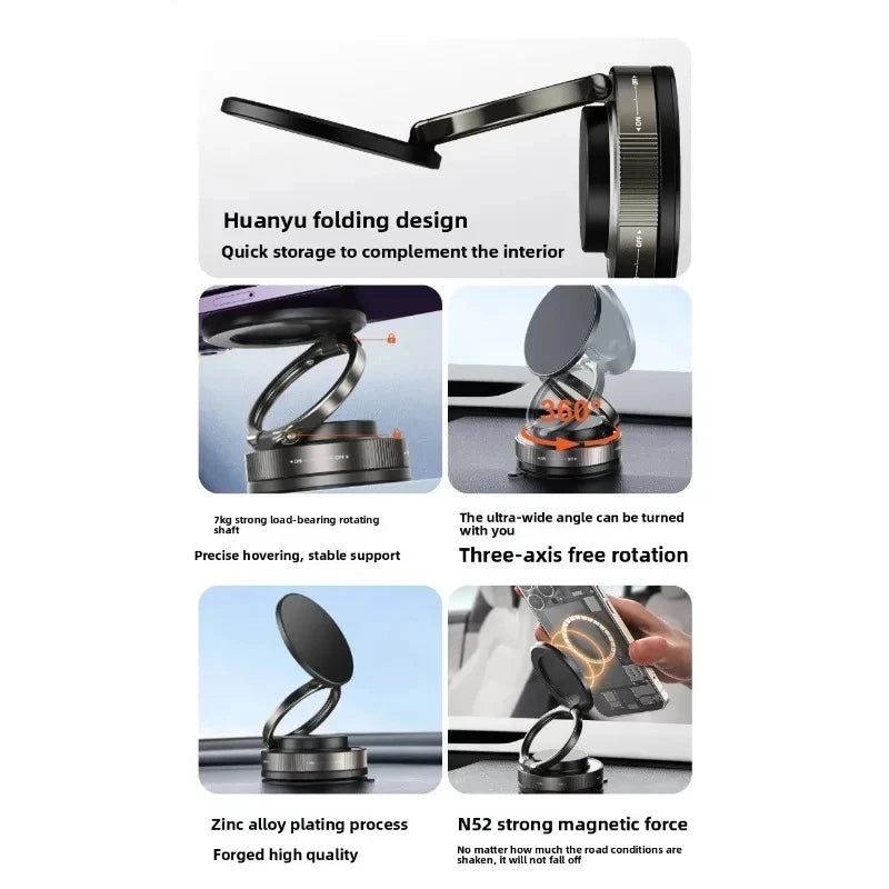 Magnetic Phone Holder for car, 360° Rotatable, Foldable & Adjustable Magnetic Car Mount, , Compatible with iPhone & Other Phones