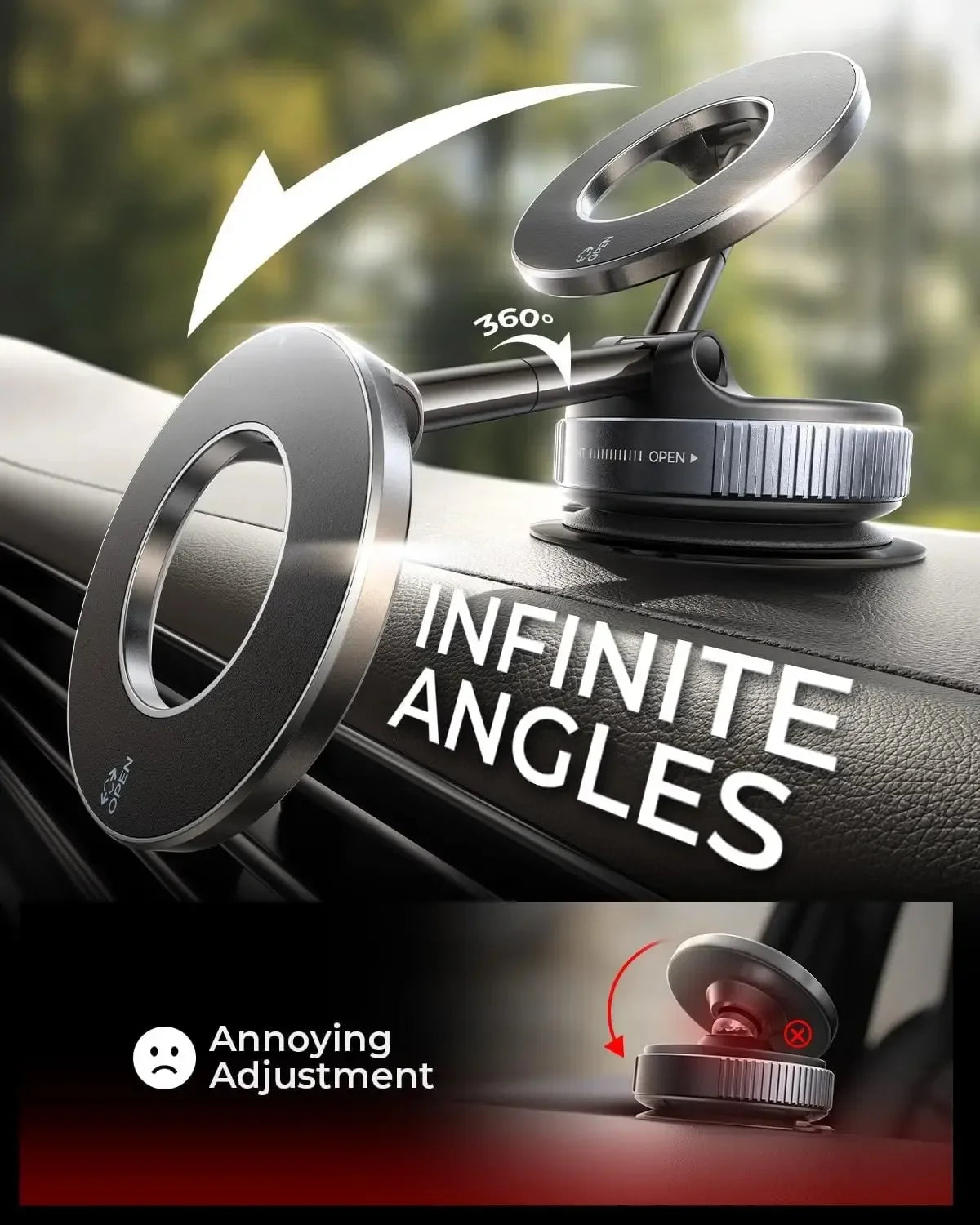Powerful magnetic Phone holder foldable Suitable for Various Mobile Phones and can be used as a desktop or car Phone mount