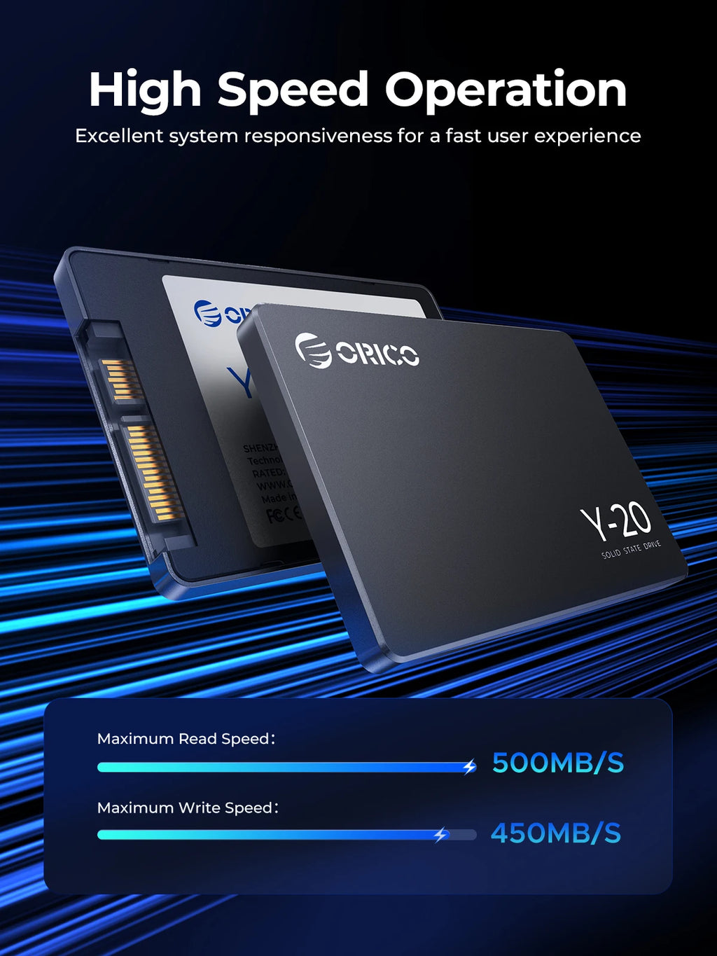 ORICO SATA III SSD 2.5” Internal Solid State Drive 3D NAND 512GB 1TB 2TB 4TB  UP to 550MB/s for Upgrade PC Laptop Desktops Y20