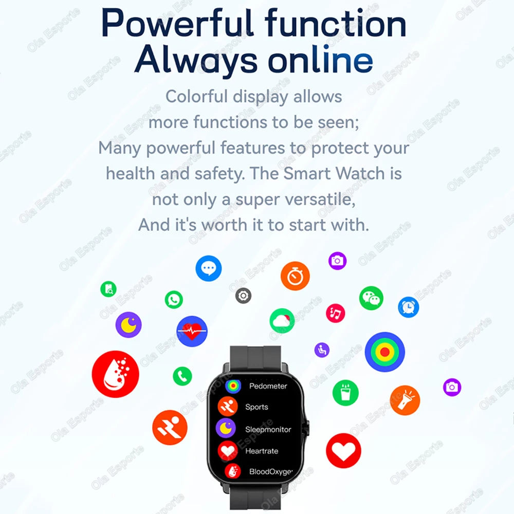 New Smart Watch Android IOS Phone 2.01'' Inch Color Screen Bluetooth Calls Blood Oxygen Monitor smartwatch For Women Men Gifts