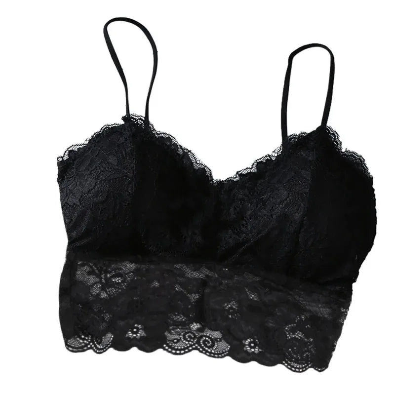 Summer Women Lace Sexy Top Sun Sleeveless Tops padded Bralette Bra Bustier Zipper Back Club Crop Tank lingerie женское белье
