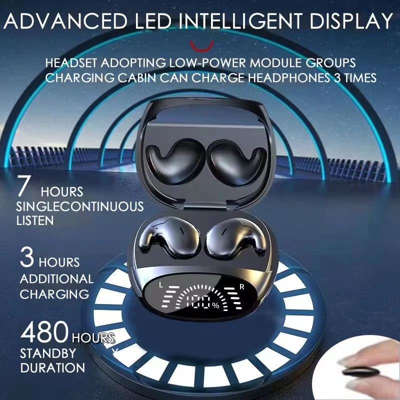 Sleep Invisible Earbuds Tiny Headphones Bluetooth 5.3 Noise Cancelling Wireless Sports Headsets Stereo Earphone With Mic 2025