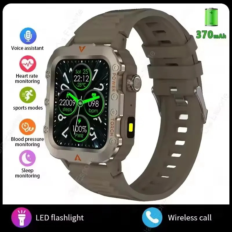 2025 New Military Smart Watch Men Waterproof Outdoor Sports Fitness Tracker Health Monitor 2.19" BT Call Smartwatch HT30