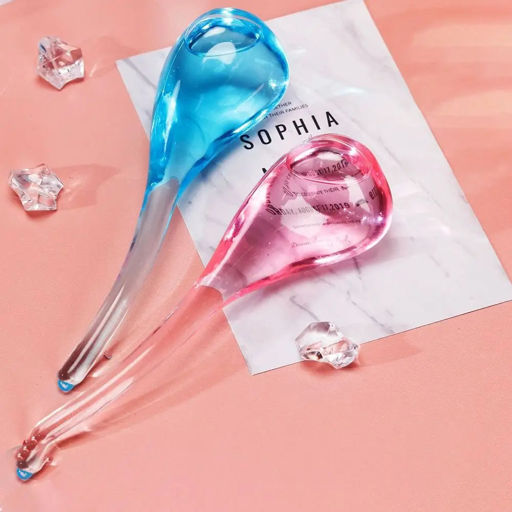 Glass Facial Massager Reusable Reduce Puffiness Skin Care Tools Portable with Glitter Powder Freezer Ice Globes Tool