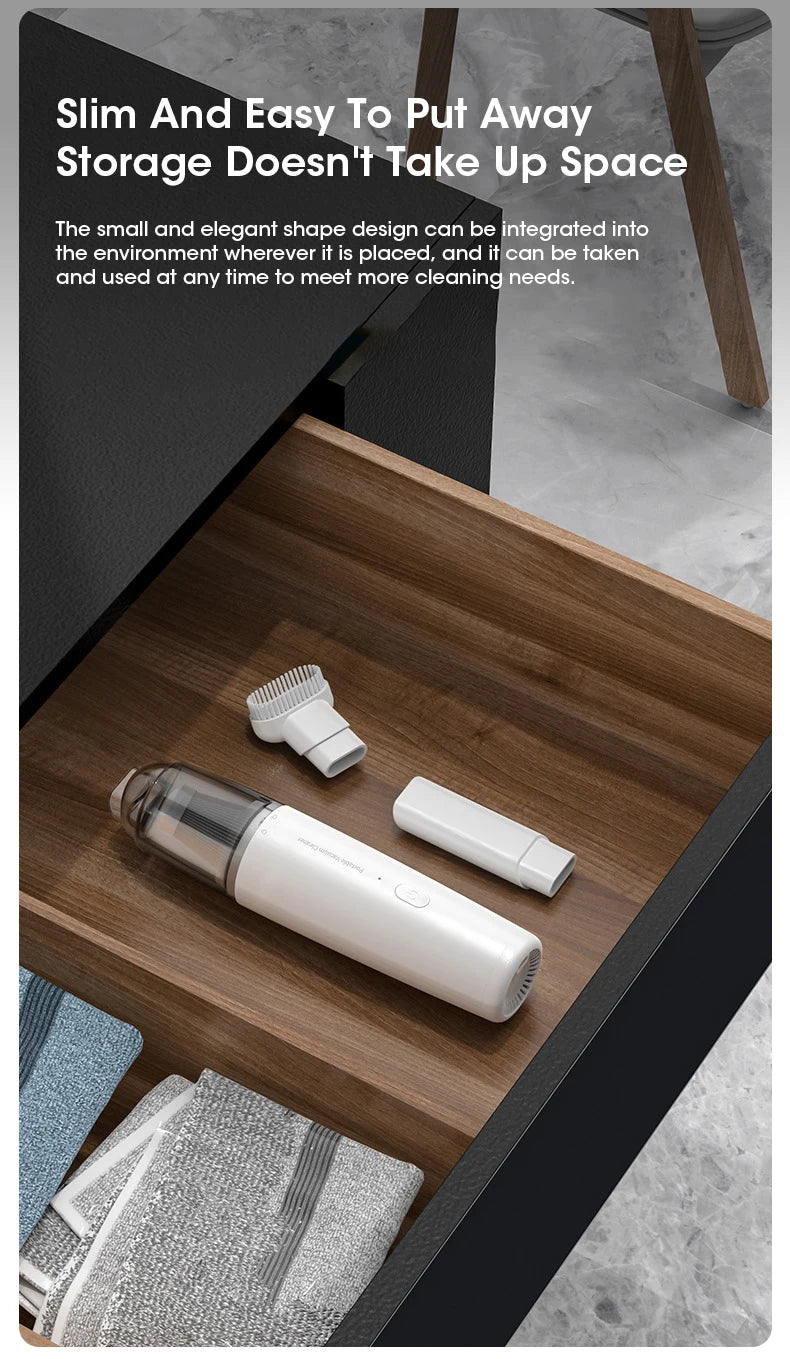 Multi-Functional Mini Wireless Handheld Car Vacuum with Strong Suction Low Noise Portable Essential for Home and Car
