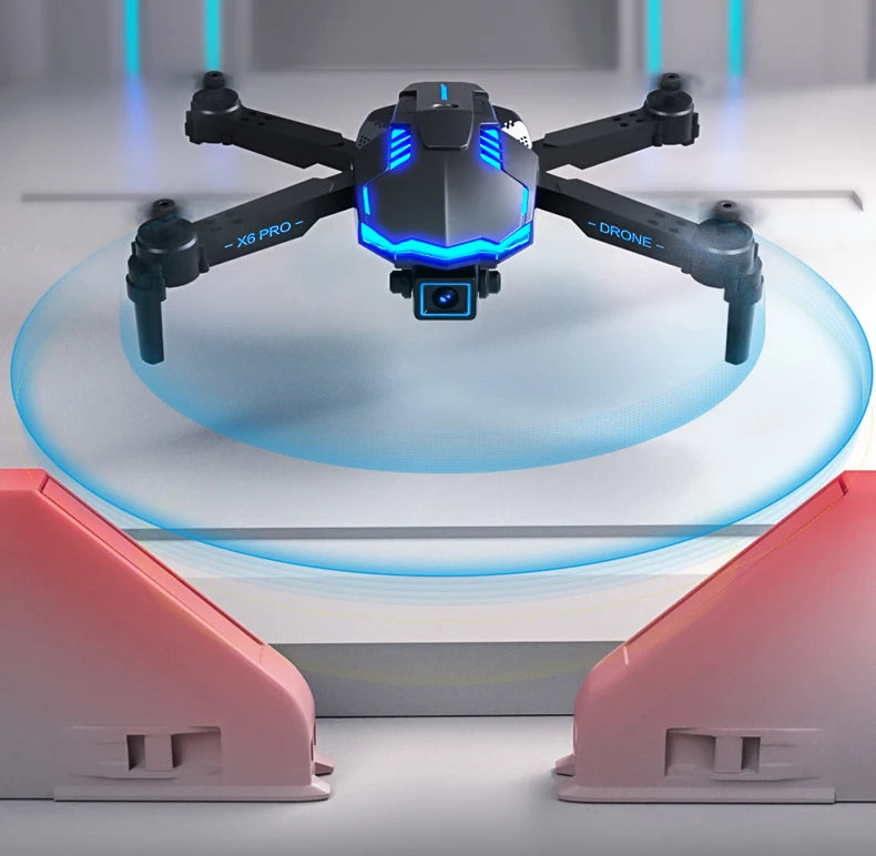 X6Pro Mini Drone 4K Professional HD Camera with Large Screen 2.4G WIFI FPV Dron Brushless Optical Flow Hover Folding Quadcopter
