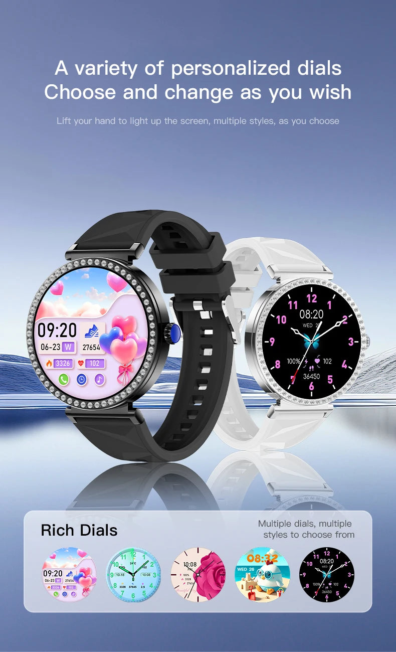 LIGE New 1.27" HD Screen Smart Watch For Women Health Band Waterproof Fitness Tracker Bluetooth Call Bracelet Ladies Smartwatch
