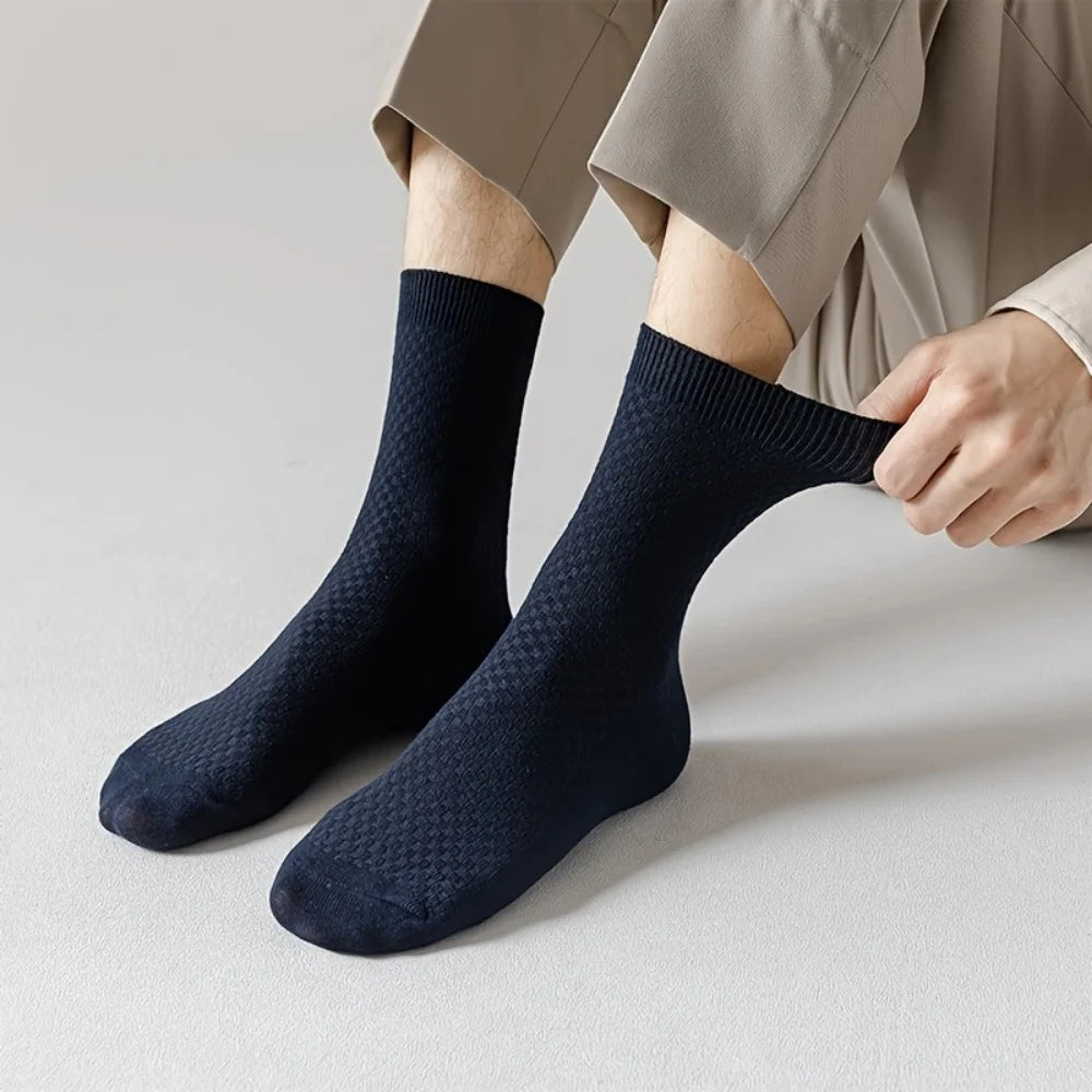 Bamboo Fiber Men Socks 5Pairs/Lot New Classic Business Long Socks Summer Winter Casual Man Dress Sock