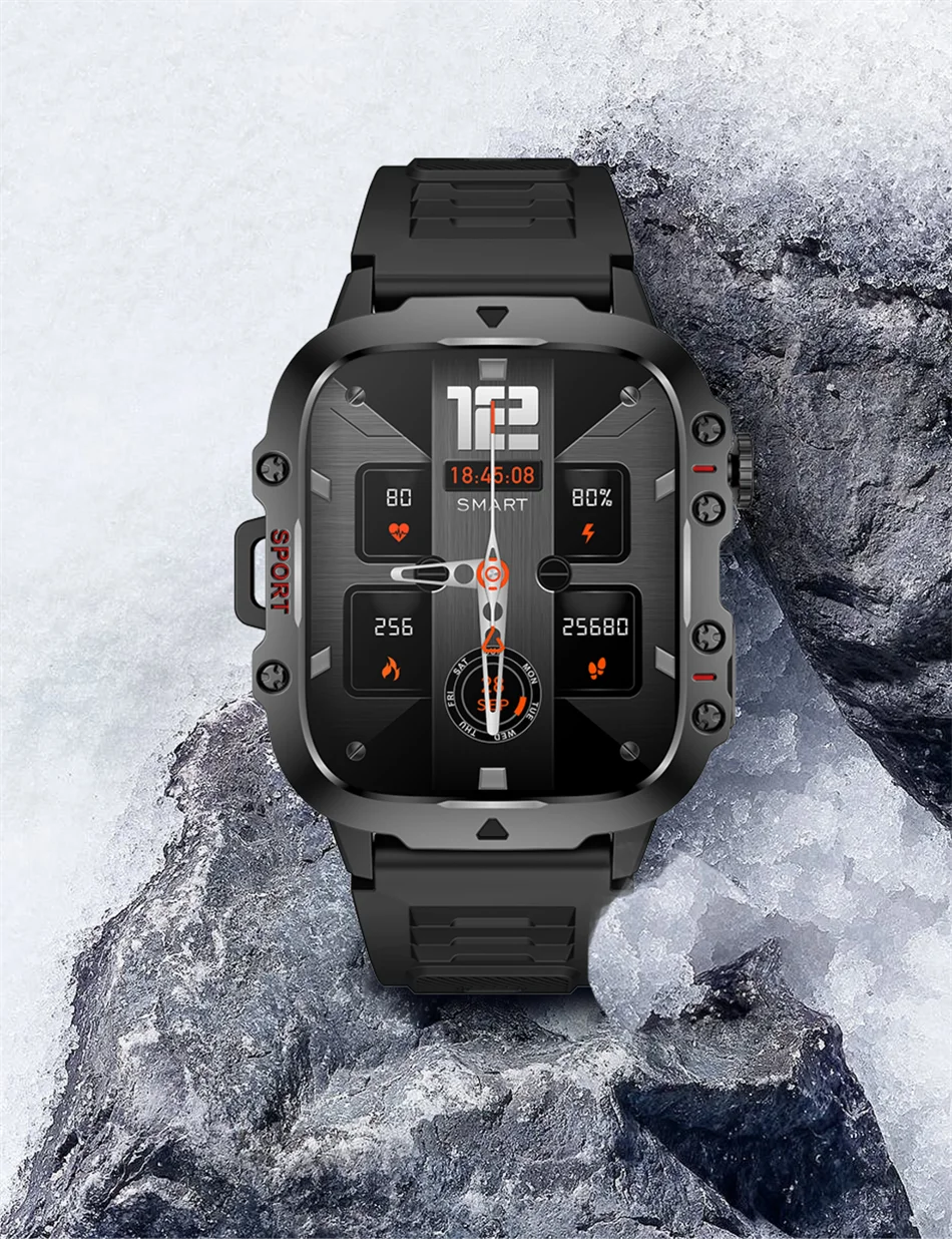 LIGE Military Smart Watch Men Outdoor Sports 3ATM Waterproof  Blood Oxygen Bluetooth Call Watches Men Smartwatch For Android New