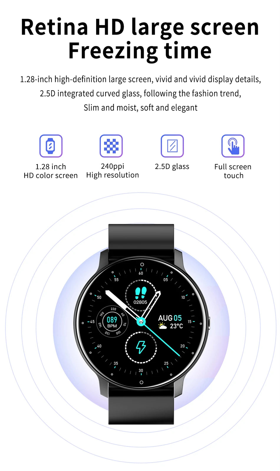 LIGE Smart Watch Women Men Full Touch Screen Bluetooth Call Smartwatch Waterproof Sports Fitness Tracker Watches for Android iOS