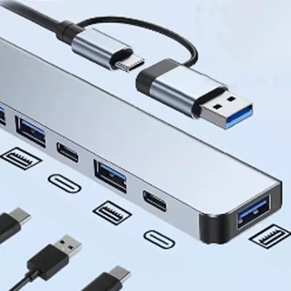 1 To 7 Type-c Expansion Dock Hub Multi Interface Multifunctional 7-in-1 USB Splitter Splitter Grey Type-C Docking Station