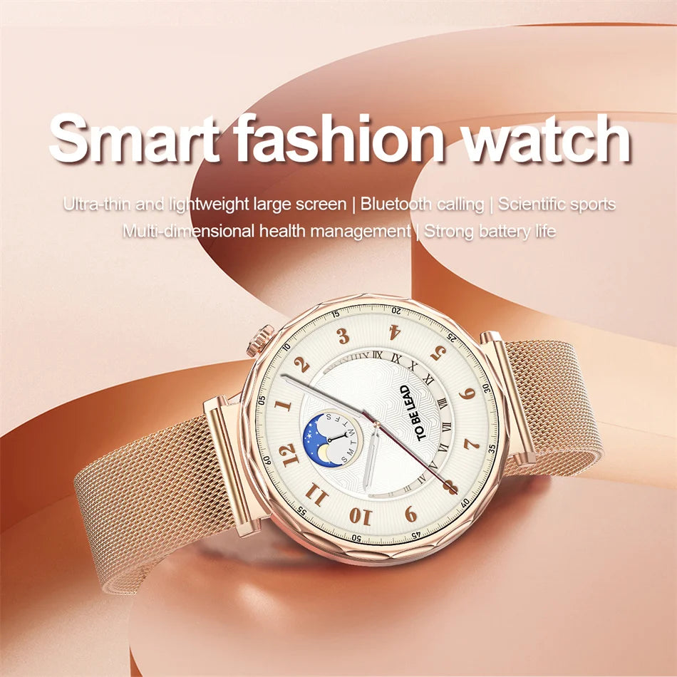 Bluetooth Call Smartwatches Ladies AMOLED HD Screen Heart Rate Monitor Bluetooth Call IP68 Waterproof Smart Watch 2025 New