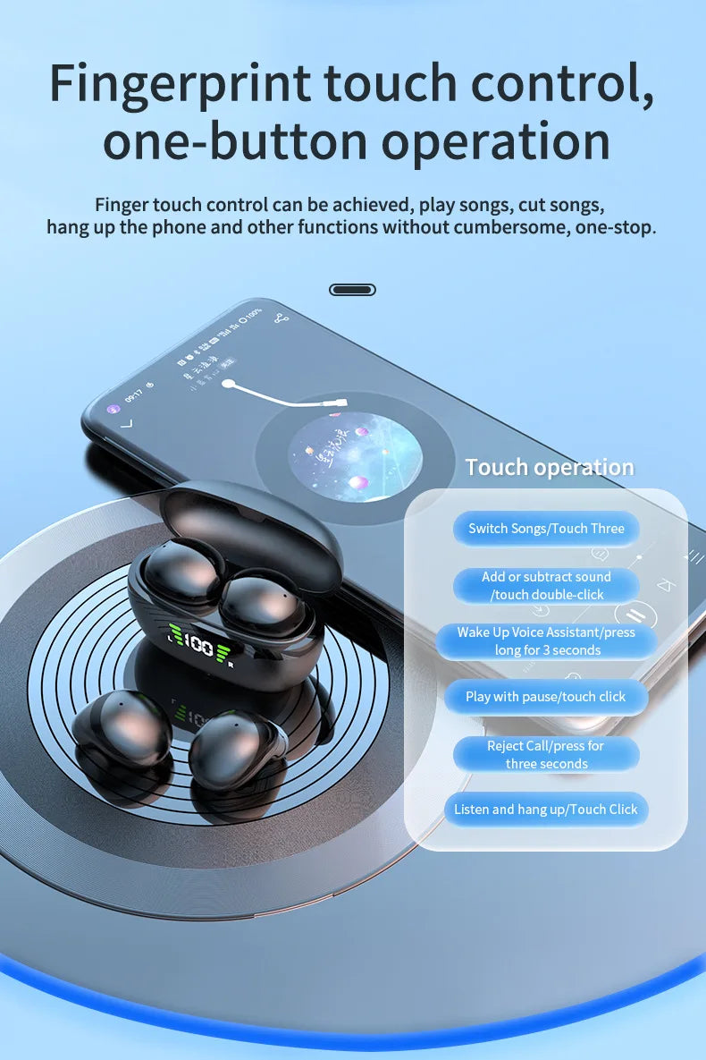 Mini Invisible Wireless Earphone TWS Bluetooth 5.3 Sleep Headphone Hidden Earbuds Waterproof Noise Reduction HiFi Sports Headset