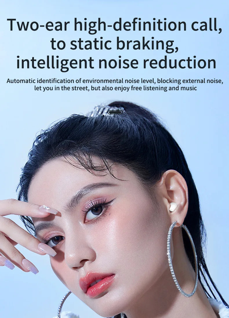 Mini Invisible Wireless Earphone TWS Bluetooth 5.3 Sleep Headphone Hidden Earbuds Waterproof Noise Reduction HiFi Sports Headset