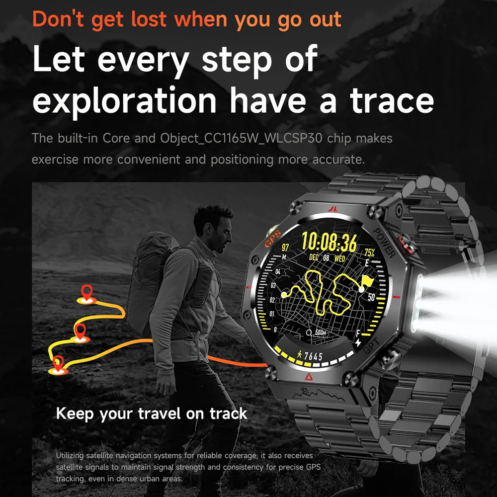 2026 NEW Military Outdoor GPS Sports Smart Watch Men 1.39" 5ATM Waterproof 530mAh ChatGPT AI Assistant Compass Smartwatch
