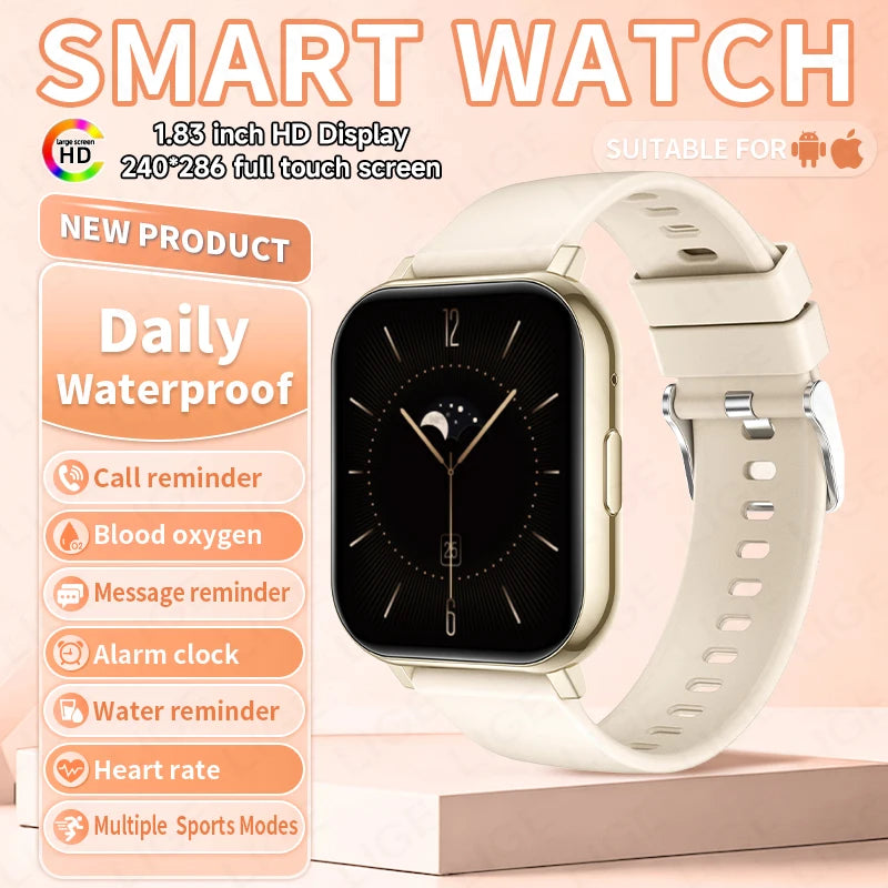 LIGE Digital Watches Women Smart Watch Men 1.83" Full Touch Screen Fitness Tracker Bluetooth Call Smartwatches for Android iOS