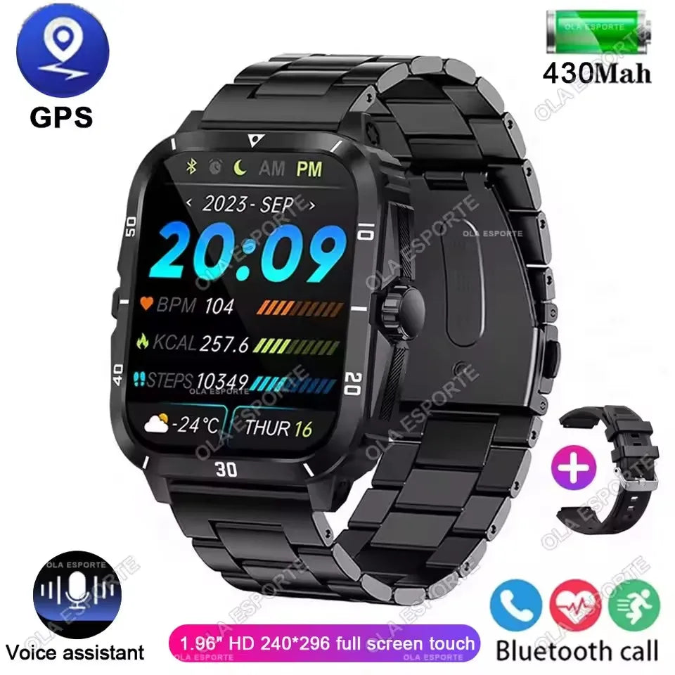 Smart Watch 3ATM Waterproof 1.96" IPS Screen Military KT71 Men 100+ Sport Mode Heart Rate Blood Pressure Bluetooth Call