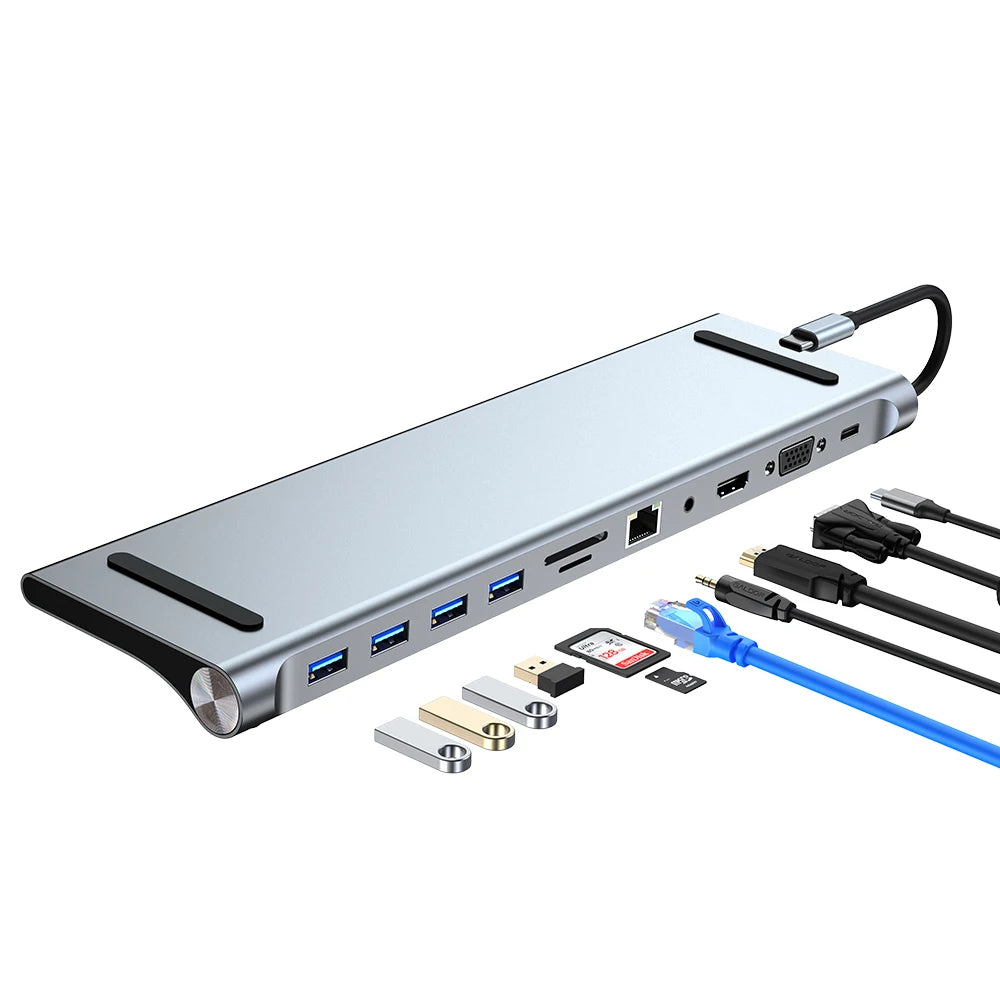 Type-C expansion dock for MacBook laptop, 11-in-1 docking station