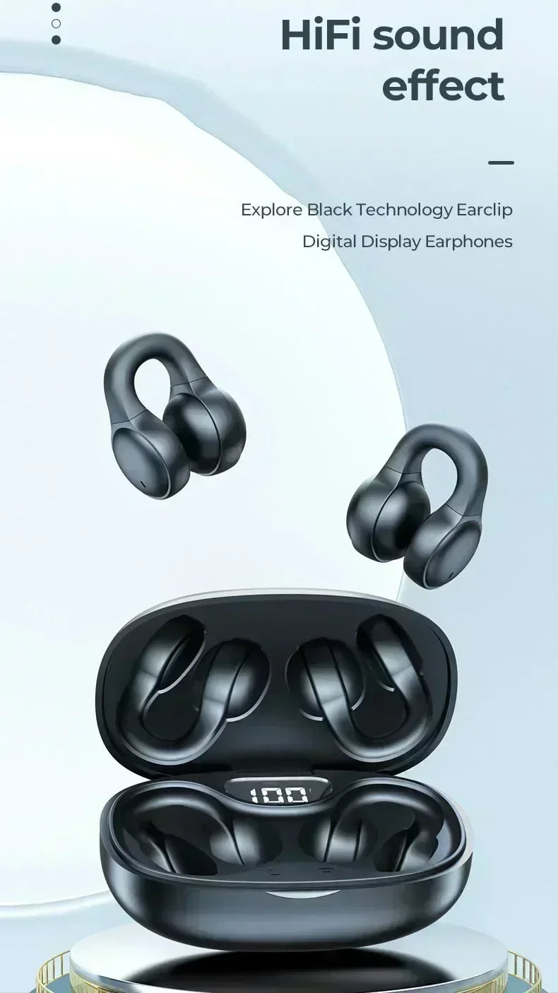 Wireless Earphone Noise Reduction Bluetooth LDE Power Display Earbuds in-Ear Headsets with Mic Touch Control for Phone