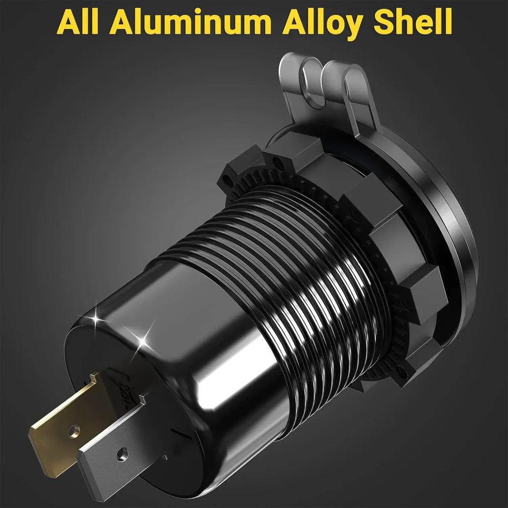 NEW 117W Dual PD Dual QC 3.0 USB Car Charger with Voltmeter Socket Power Outlet Adapter Waterproof for 12V/24V Car Boat Hot Sale
