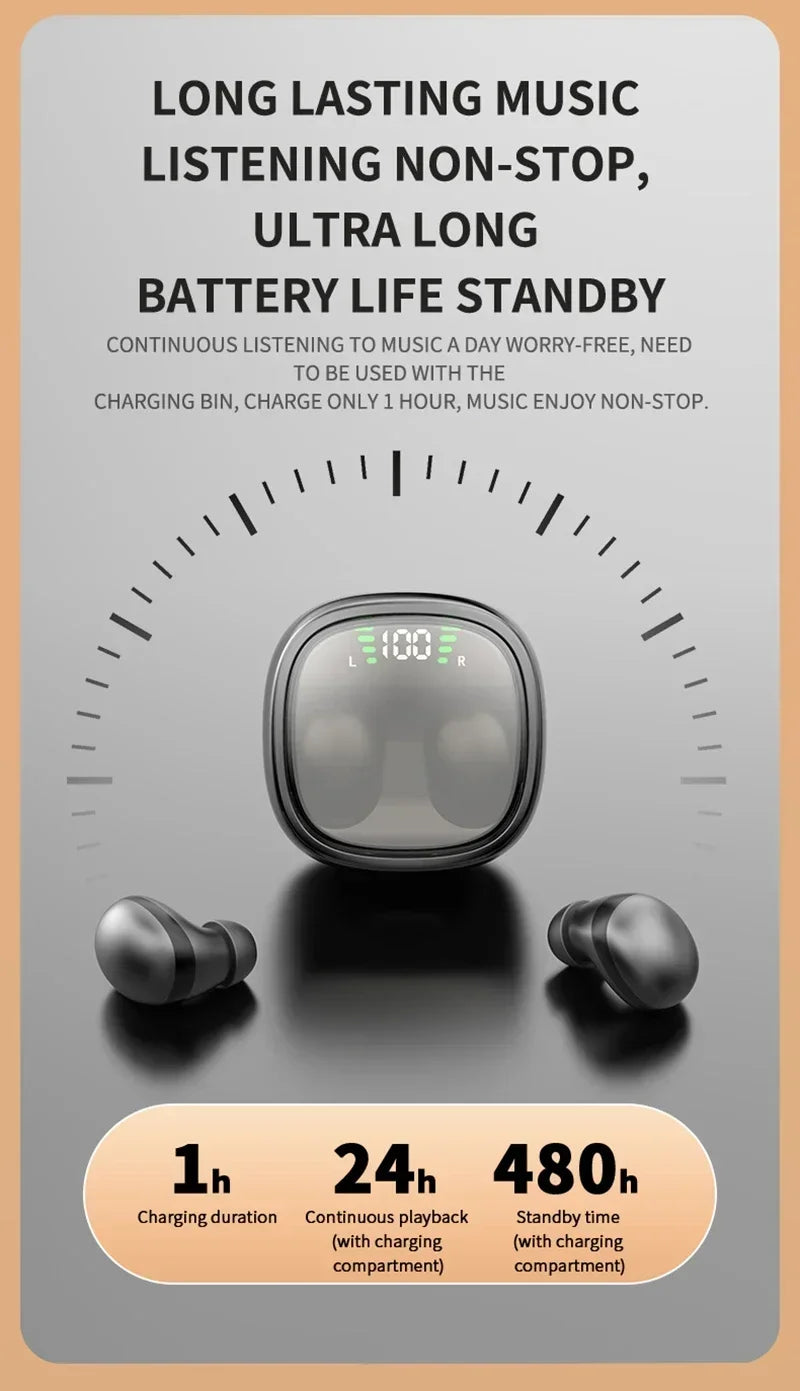 Lenovo Mini Bluetooth 5.3 Headset HD Hifi Earbuds Invisible Sleep Game Sports Headphones Touch Control Earphones for Men Women