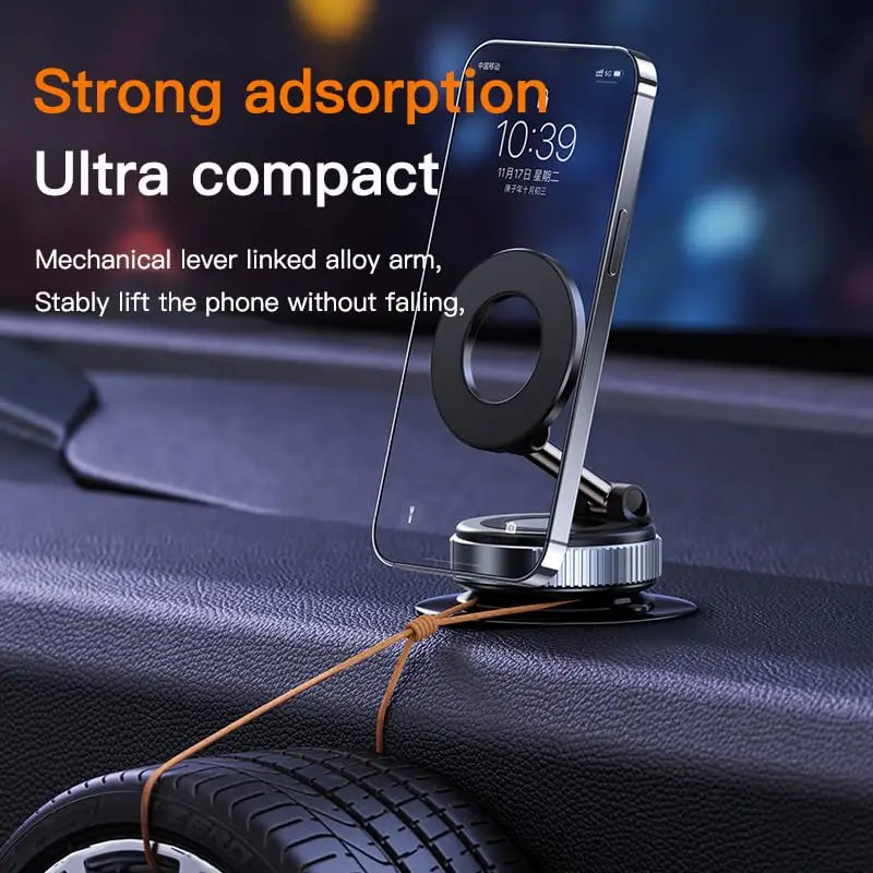 Powerful magnetic Phone holder foldable Suitable for Various Mobile Phones and can be used as a desktop or car Phone mount
