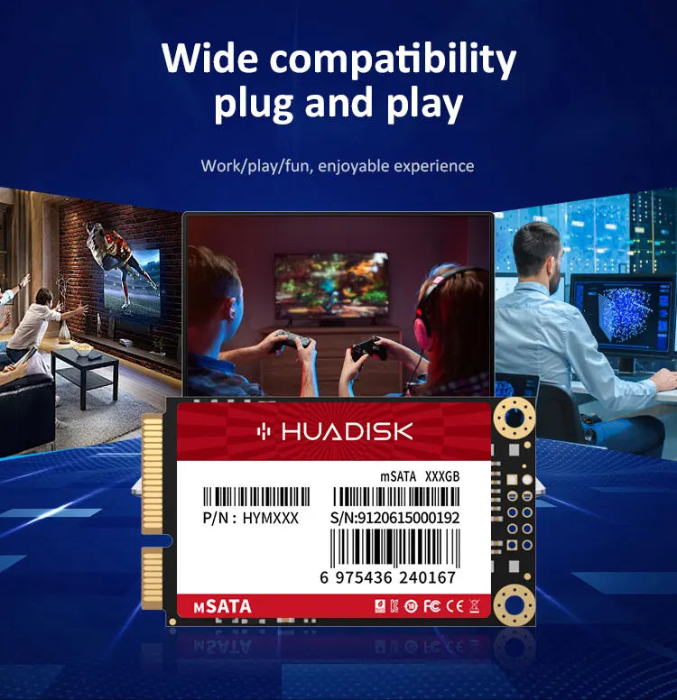 HUADISK Internal Solid State Drive MINI SATA3.0 128GB 256GB 512GB 1TB MSATA SSD Solid State Hard Drive For Desktop