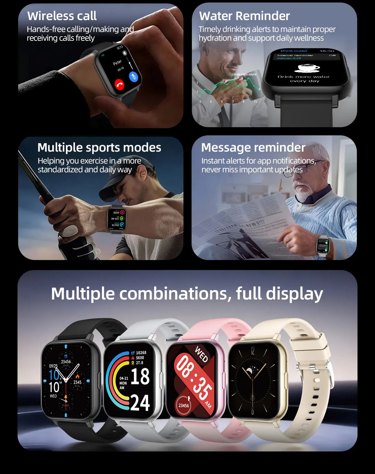 LIGE 1.83" HD Screen Smartwatch Fitness Health Monitor 2026 New Bluetooth Call Waterproof Call Reminder Smart Watch Men Women