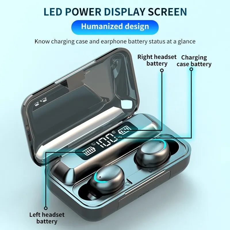 Wireless TWS Bluetooth 5.0 Earphone with LED Display Touch Noise Canceling Earbuds Sports Music Game Headset Waterproof 1200mAh