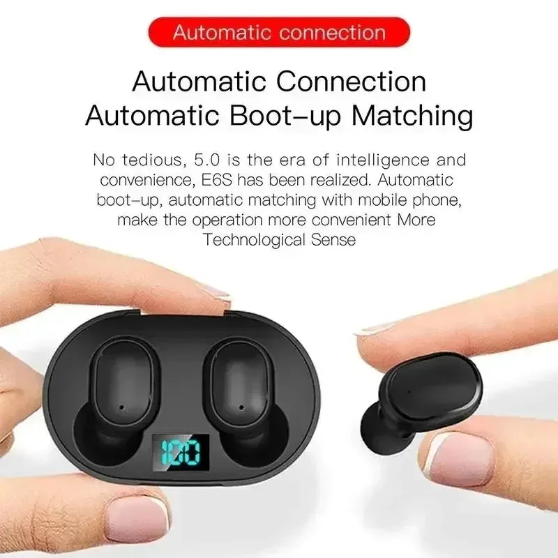E6S Wireless Earbuds Noise Canceling Waterproof Ear Buds in-Ear Stereo Headphones with LED Display Charging Case