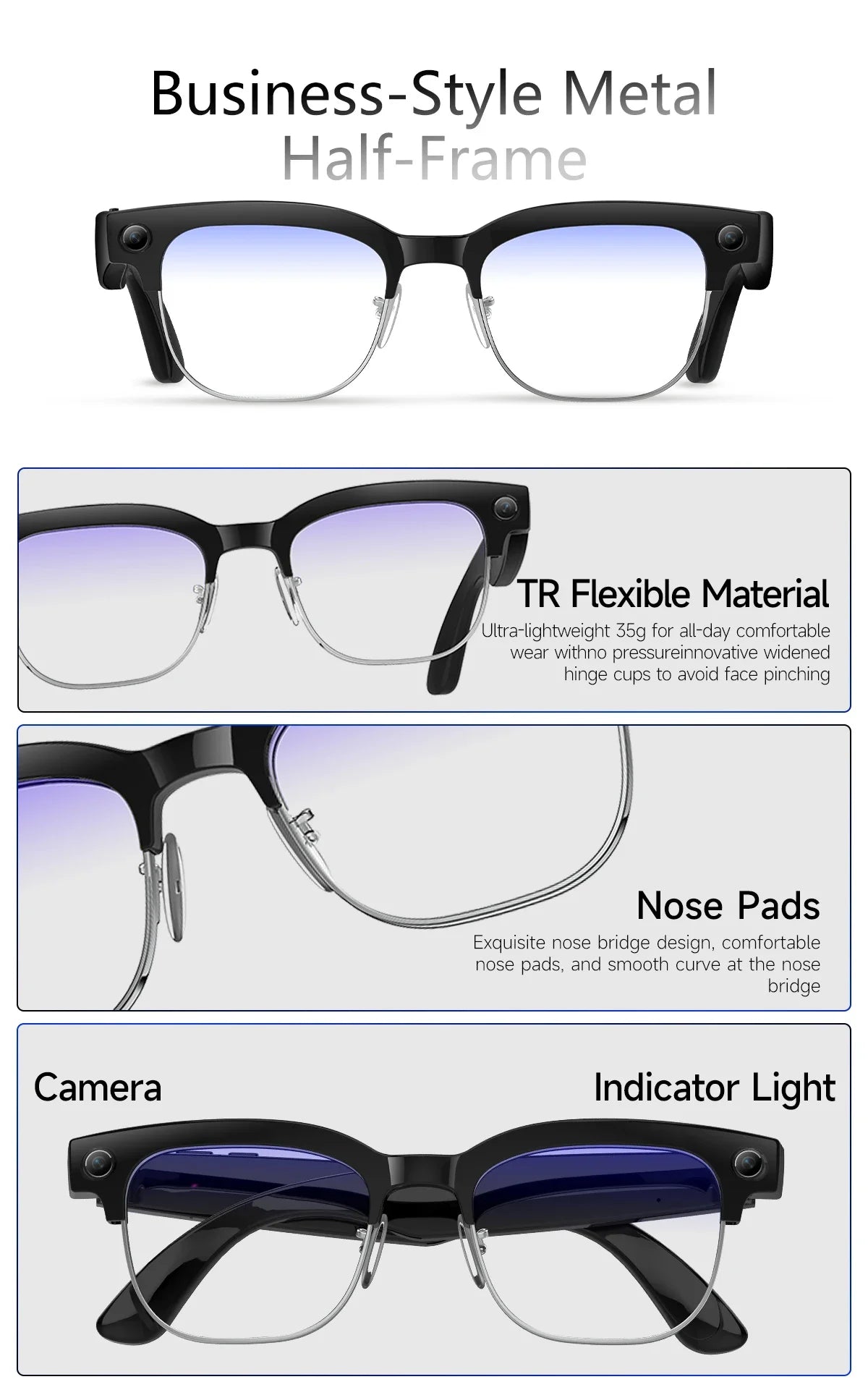 Smart Glasses 800W Camera 2026New Technologies Video Recording AI Photo Recognition Bluetooth Calls Voice Translation Sunglasses
