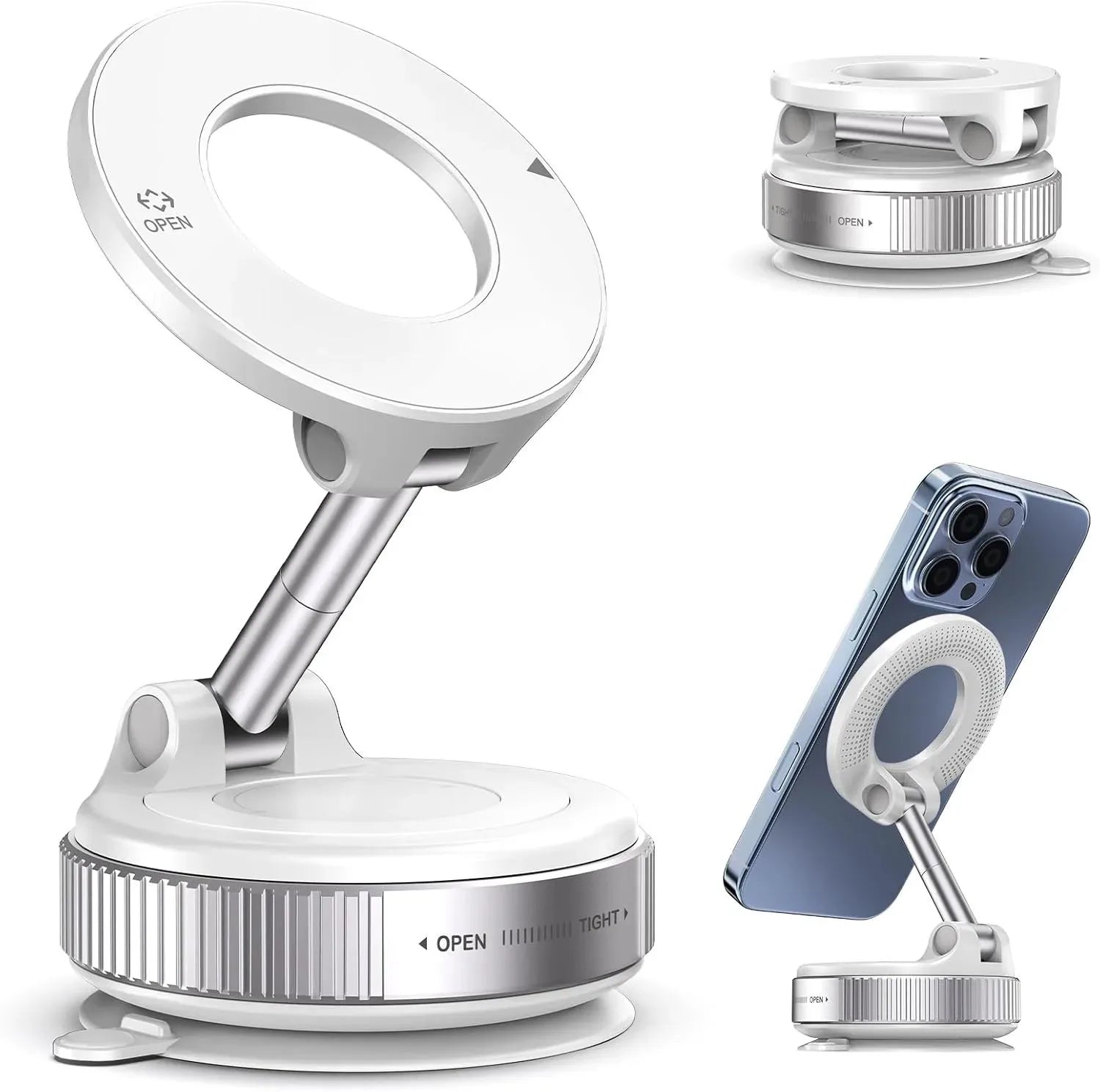 Powerful magnetic Phone holder foldable Suitable for Various Mobile Phones and can be used as a desktop or car Phone mount