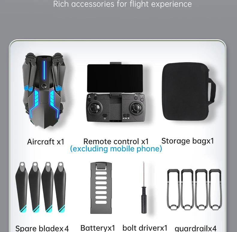 X6Pro Mini Drone 4K Professional HD Camera with Large Screen 2.4G WIFI FPV Dron Brushless Optical Flow Hover Folding Quadcopter