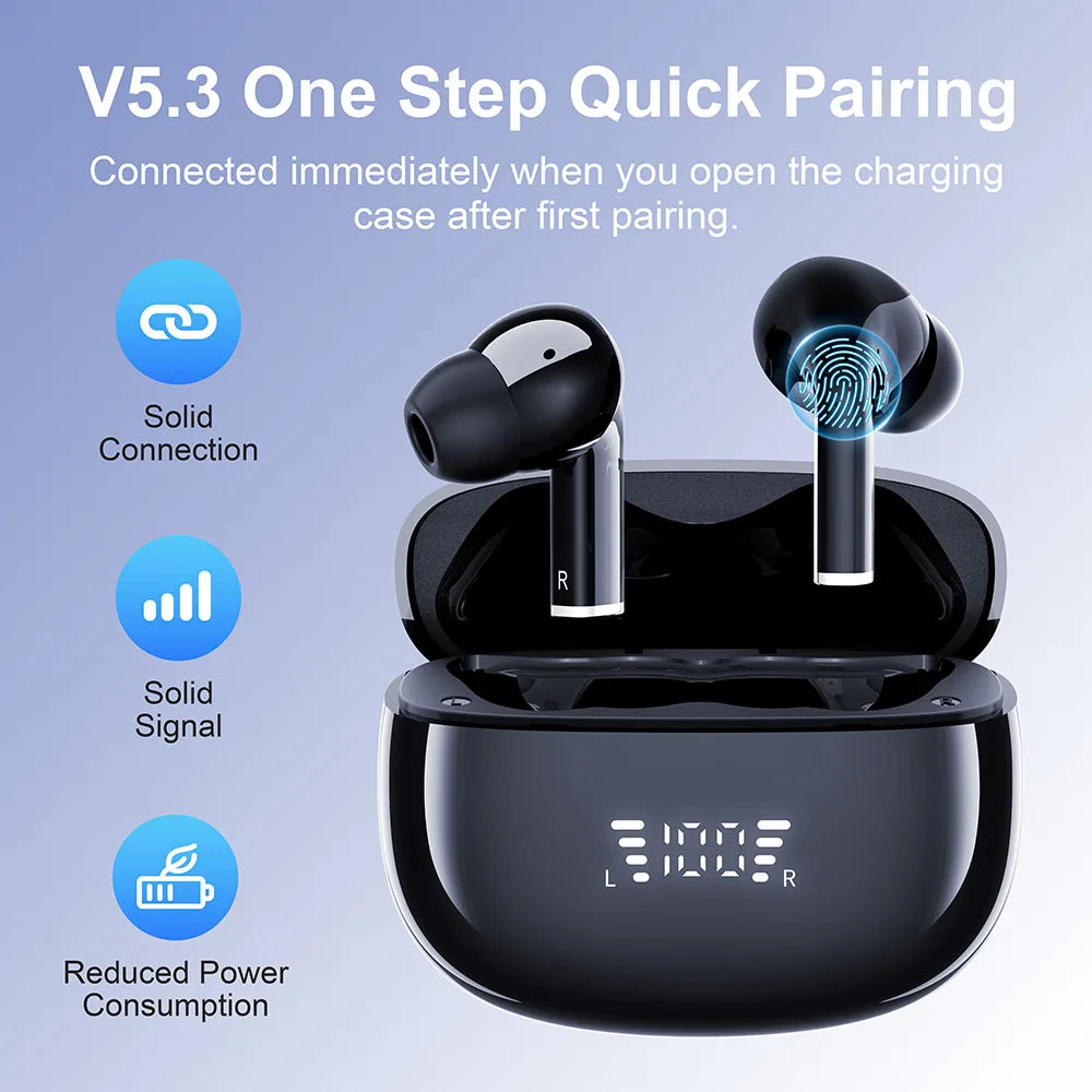 Original Bluetooth Wireless Earbuds ENC Noise Cancelling Mic 36H Playtime Deep Bass Stereo Sound IP7 Waterproof LED Display