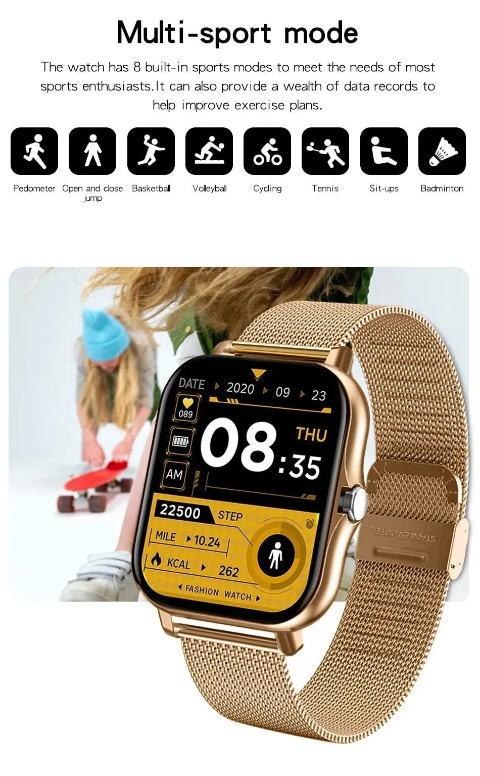 New Smart Watch Android IOS Phone 1.44 Inch Color Screen Bluetooth Call Blood Oxygen/Pressure Monitoring Smart Watch Women Men