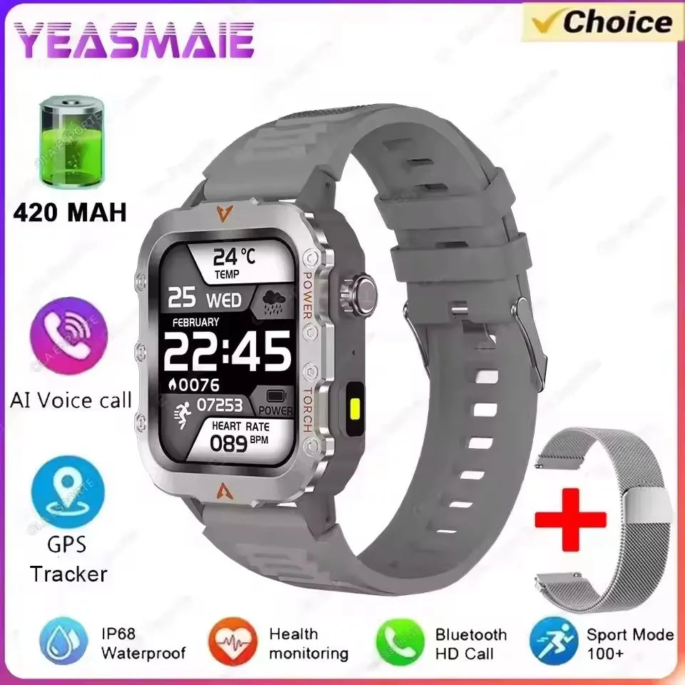 2025 New Military Smart Watch Men Waterproof Outdoor Sports Fitness Tracker Health Monitor 2.19" BT Call Smartwatch HT30