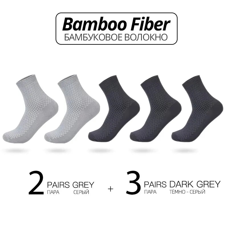 Bamboo Fiber Men Socks 5Pairs/Lot New Classic Business Long Socks Summer Winter Casual Man Dress Sock